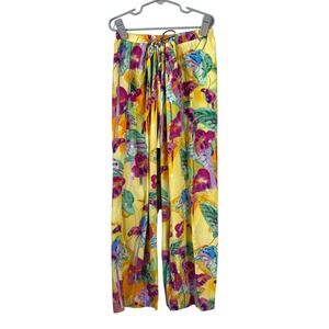 Jams World Pants XS Floating Garden Bright Colorful Rayon Drawstring Cinch Waist